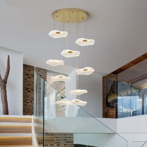 Plafonnier acrylique transparent en feuille de lotus multiples