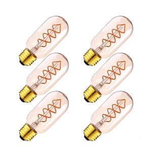 Lot de 6 ampoules LED tubulaires modernes à filament spiralé T45 3W E27 220V variable