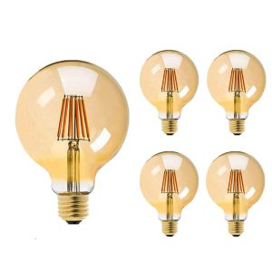 Lot de cinq ampoules à filament LED vintage