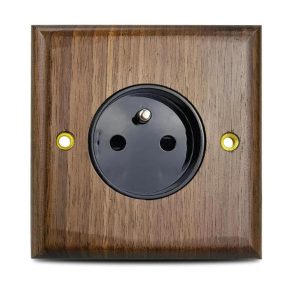 Prise Design en Bois avec Finition Dorée