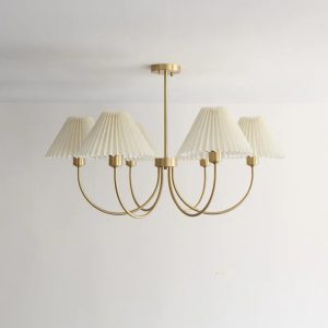 Lustre plafonnier salon Doré en tissu – Plafonnier LED Salon