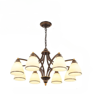 Plafonnier americain au design rétro avec 8 lampes