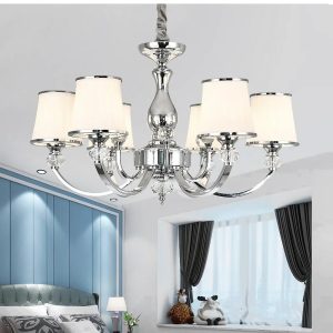 Plafonnier americain LED en cristal et métal chromé