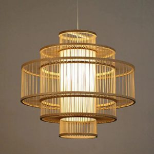 Lustre plafonnier salon en bambou – Tendance éclairage salon