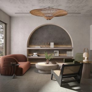 Plafonnier moderne en rotin –  Lustre pour salon élégant